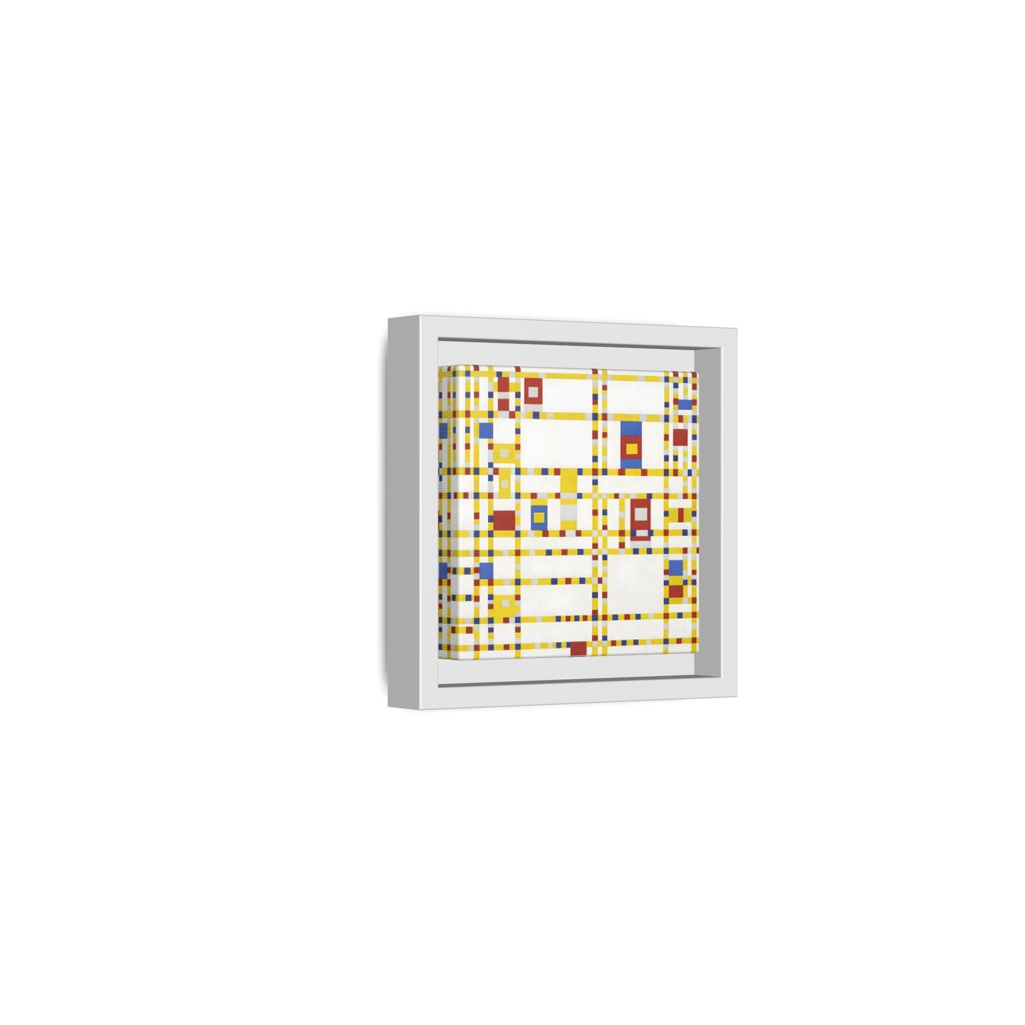 Piet Mondrian Boogie Woogie - Square Geometric Canvas Wall Art Print in Black Frame - YesArtYes