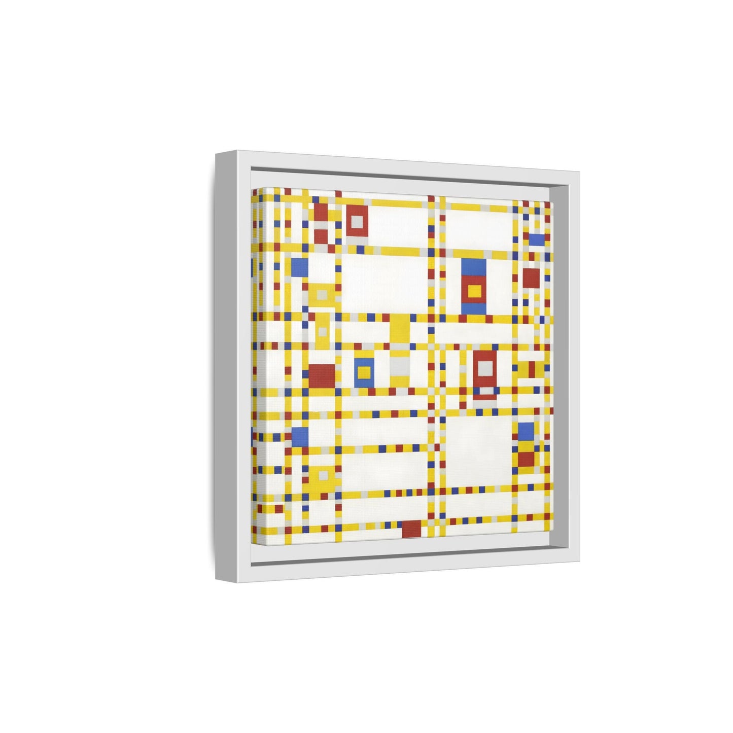 Piet Mondrian Boogie Woogie - Square Geometric Canvas Wall Art Print in Black Frame - YesArtYes