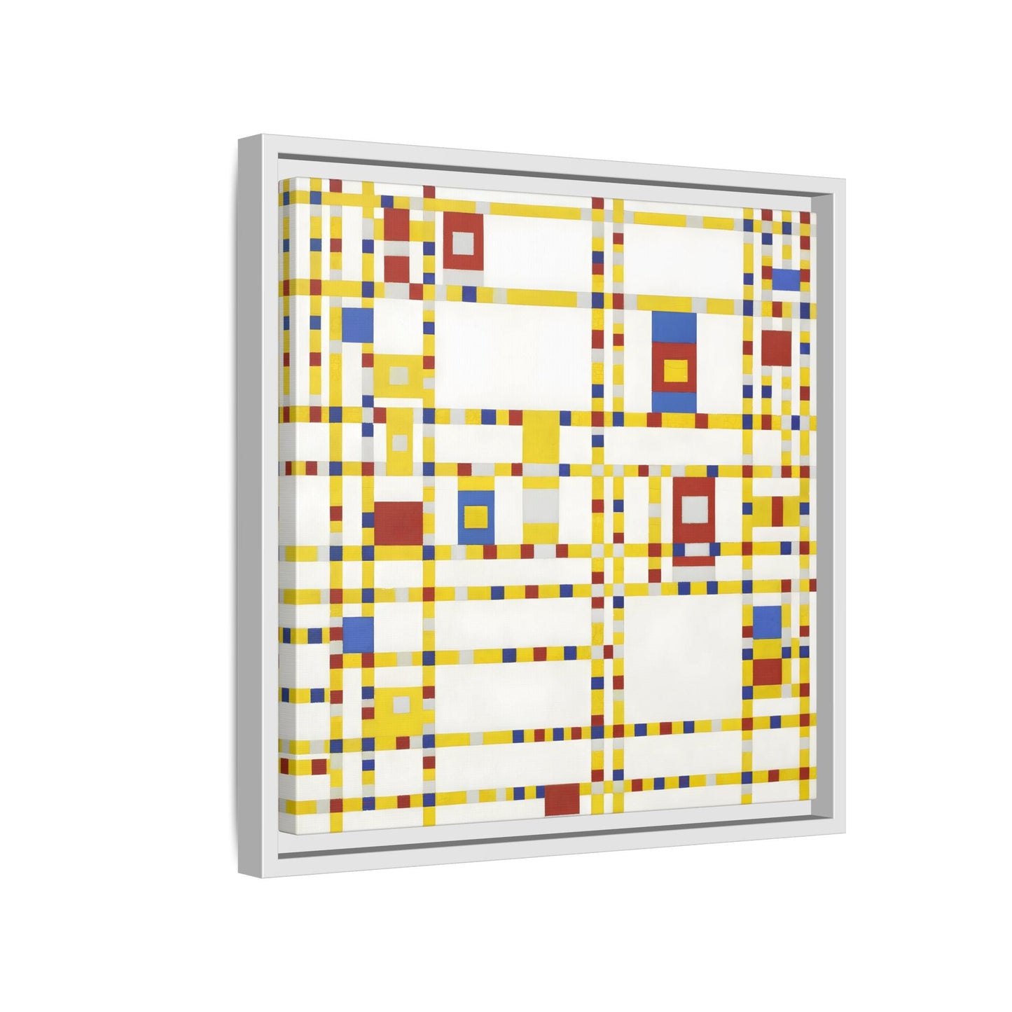 Piet Mondrian Boogie Woogie - Square Geometric Canvas Wall Art Print in Black Frame - YesArtYes