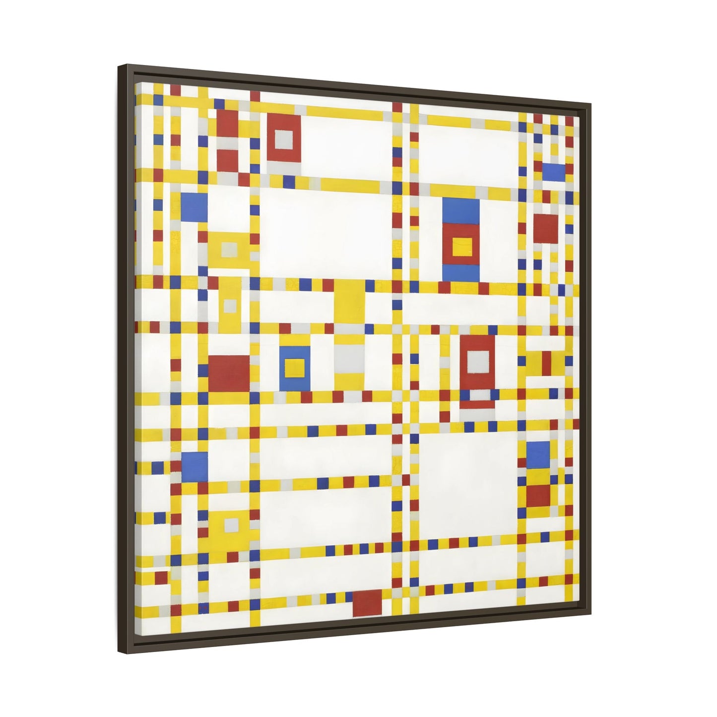 Piet Mondrian Boogie Woogie - Square Geometric Canvas Wall Art Print in Black Frame - YesArtYes