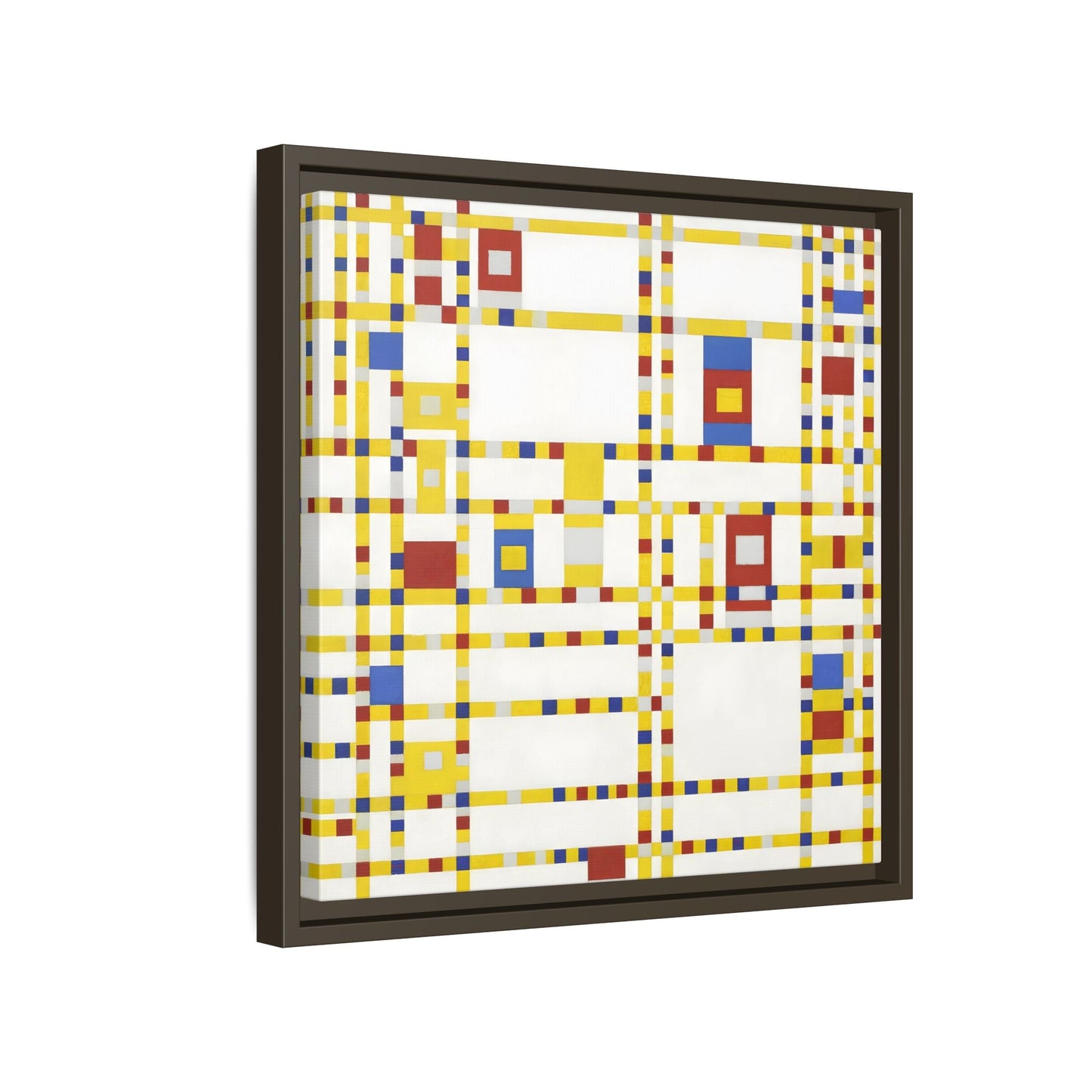 Piet Mondrian Boogie Woogie - Square Geometric Canvas Wall Art Print in Black Frame - YesArtYes