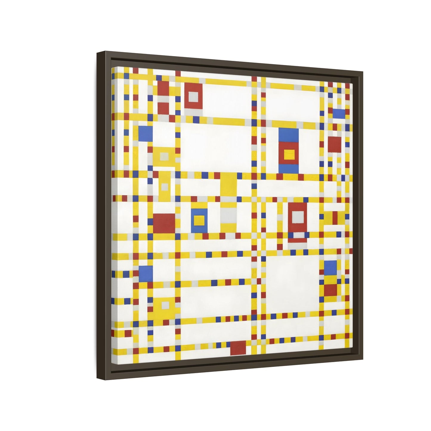 Piet Mondrian Boogie Woogie - Square Geometric Canvas Wall Art Print in Black Frame - YesArtYes