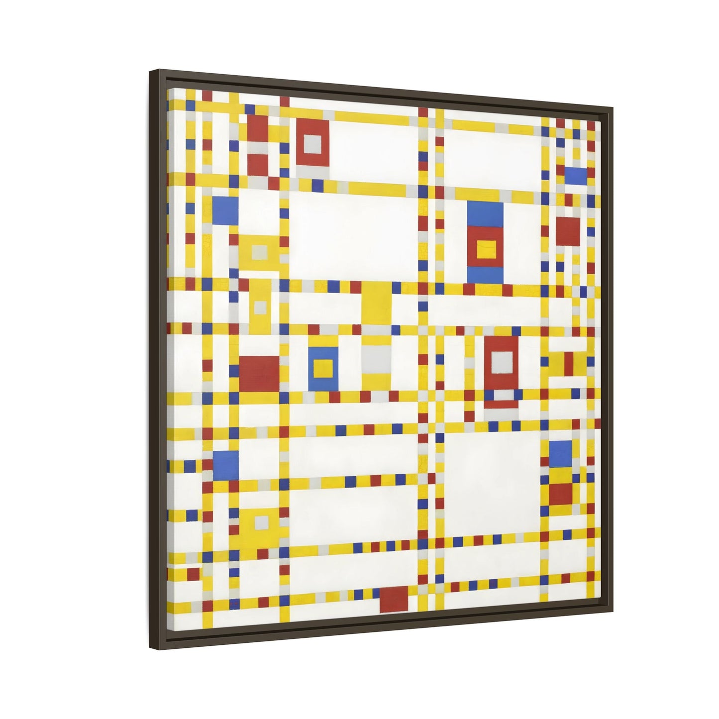 Piet Mondrian Boogie Woogie - Square Geometric Canvas Wall Art Print in Black Frame - YesArtYes