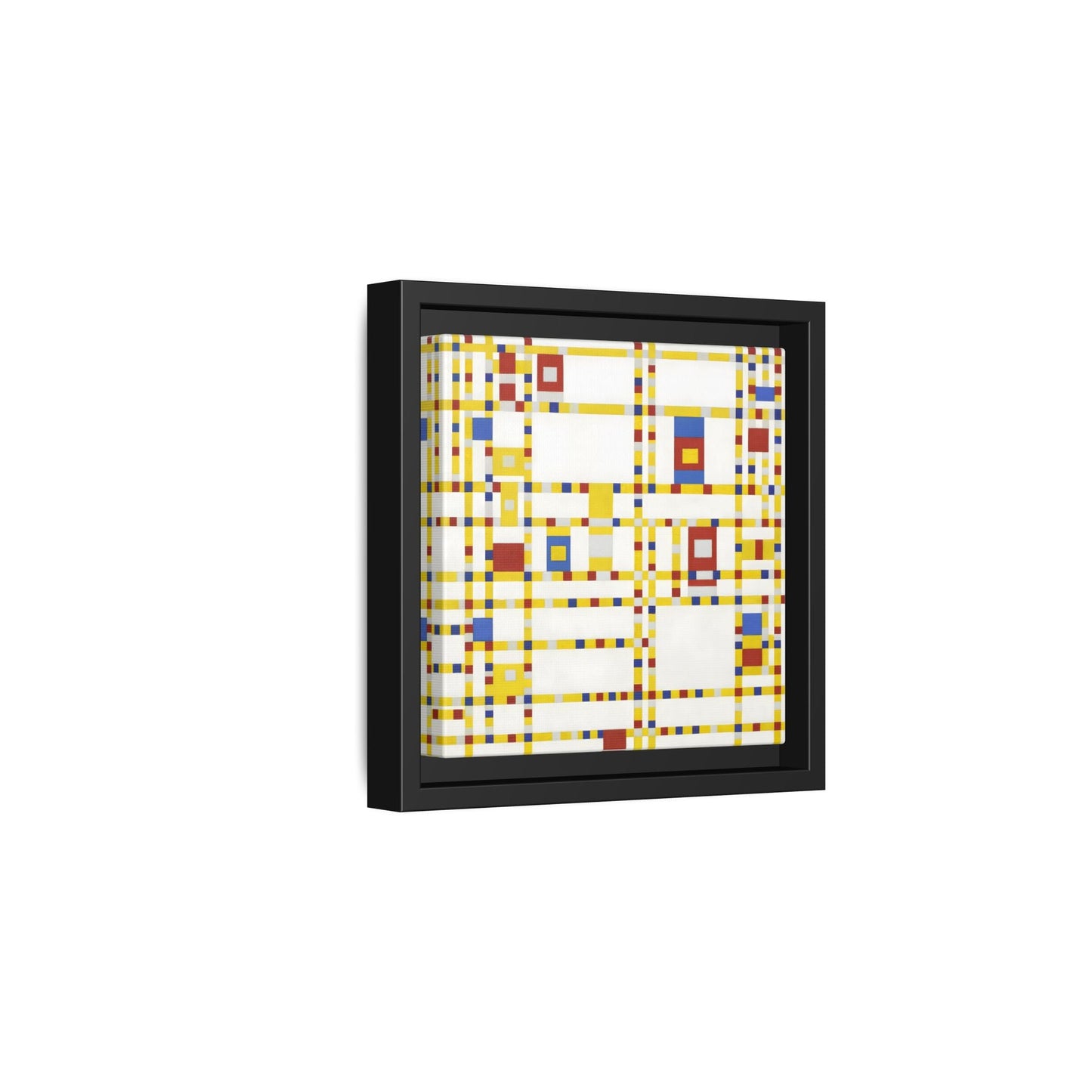 Piet Mondrian Boogie Woogie - Square Geometric Canvas Wall Art Print in Black Frame - YesArtYes
