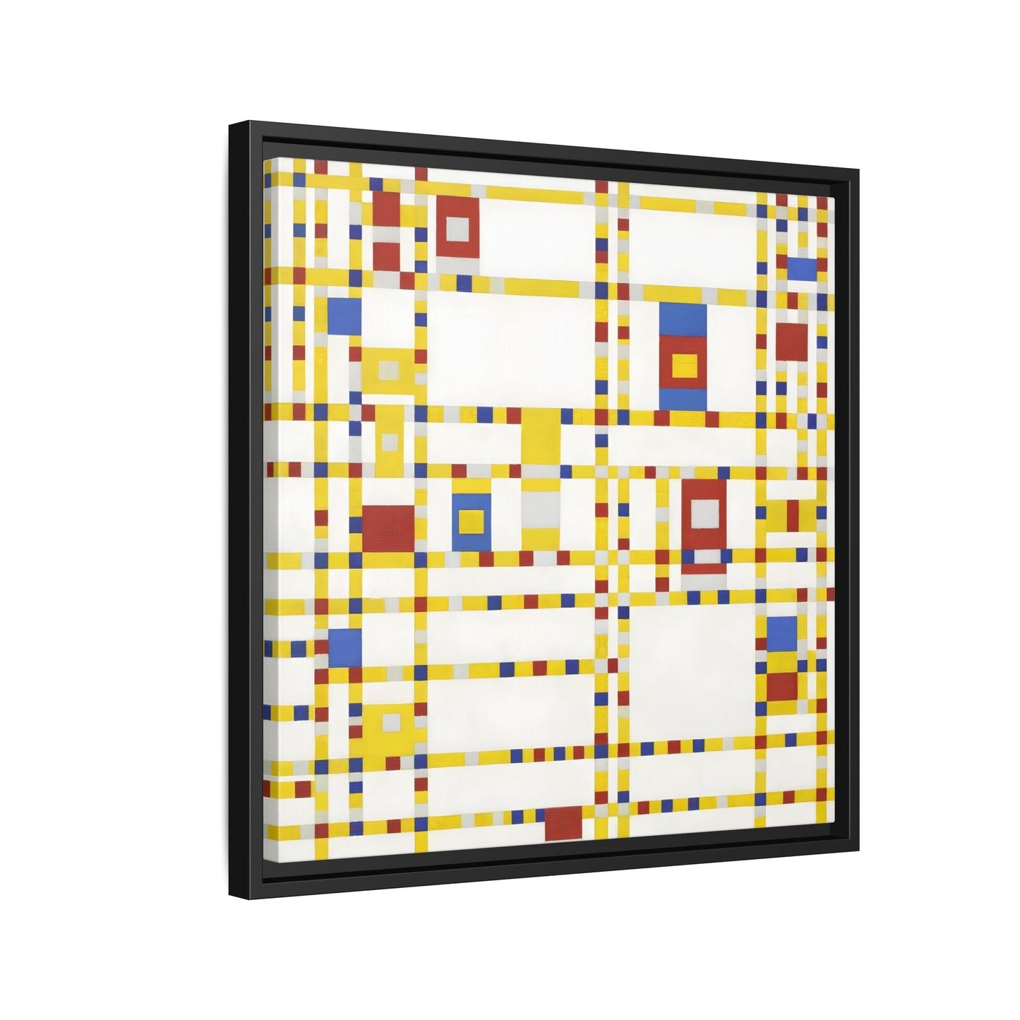 Piet Mondrian Boogie Woogie - Square Geometric Canvas Wall Art Print in Black Frame - YesArtYes