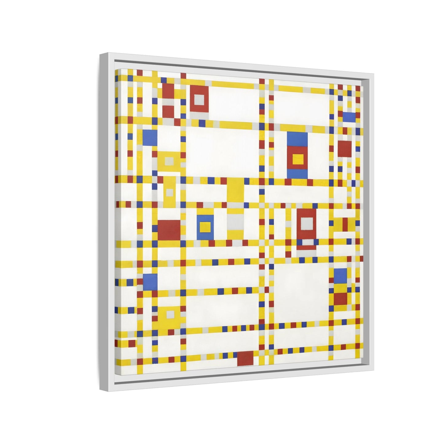 Piet Mondrian Boogie Woogie - Square Geometric Canvas Wall Art Print in Black Frame - YesArtYes