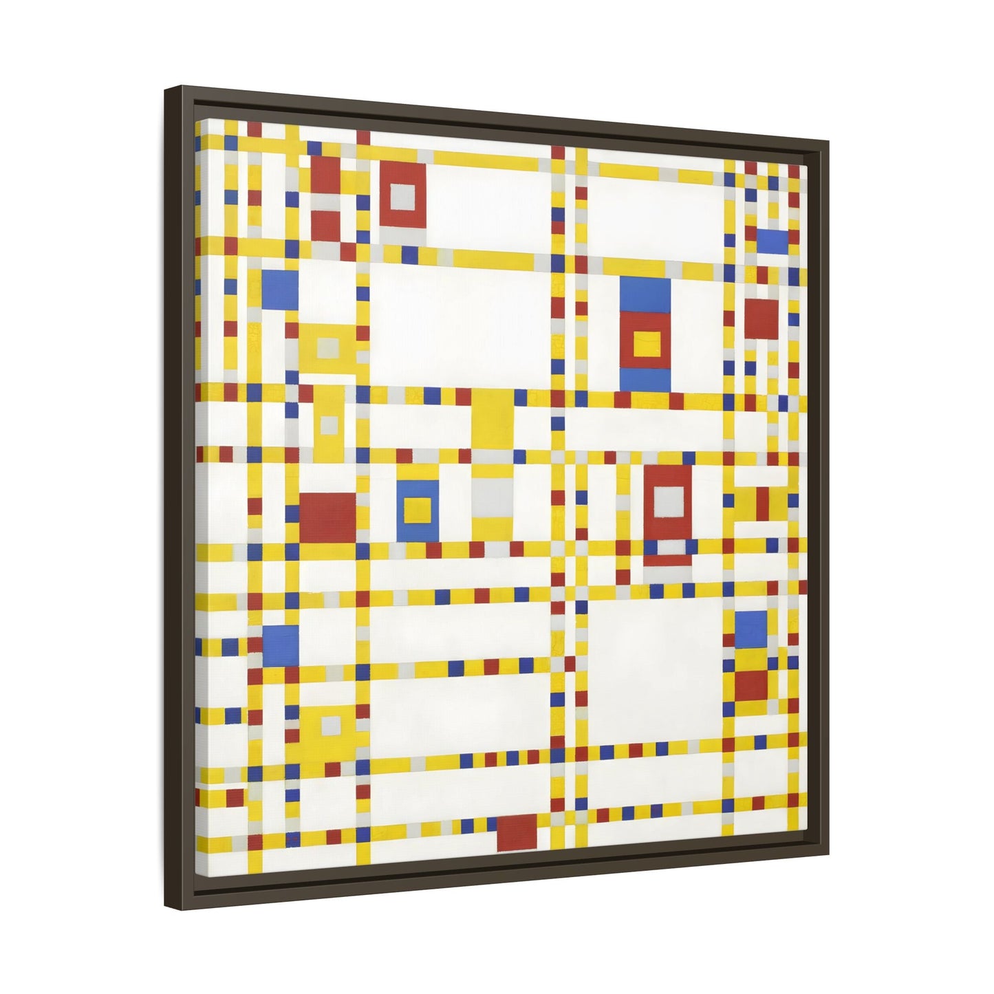 Piet Mondrian Boogie Woogie - Square Geometric Canvas Wall Art Print in Black Frame - YesArtYes