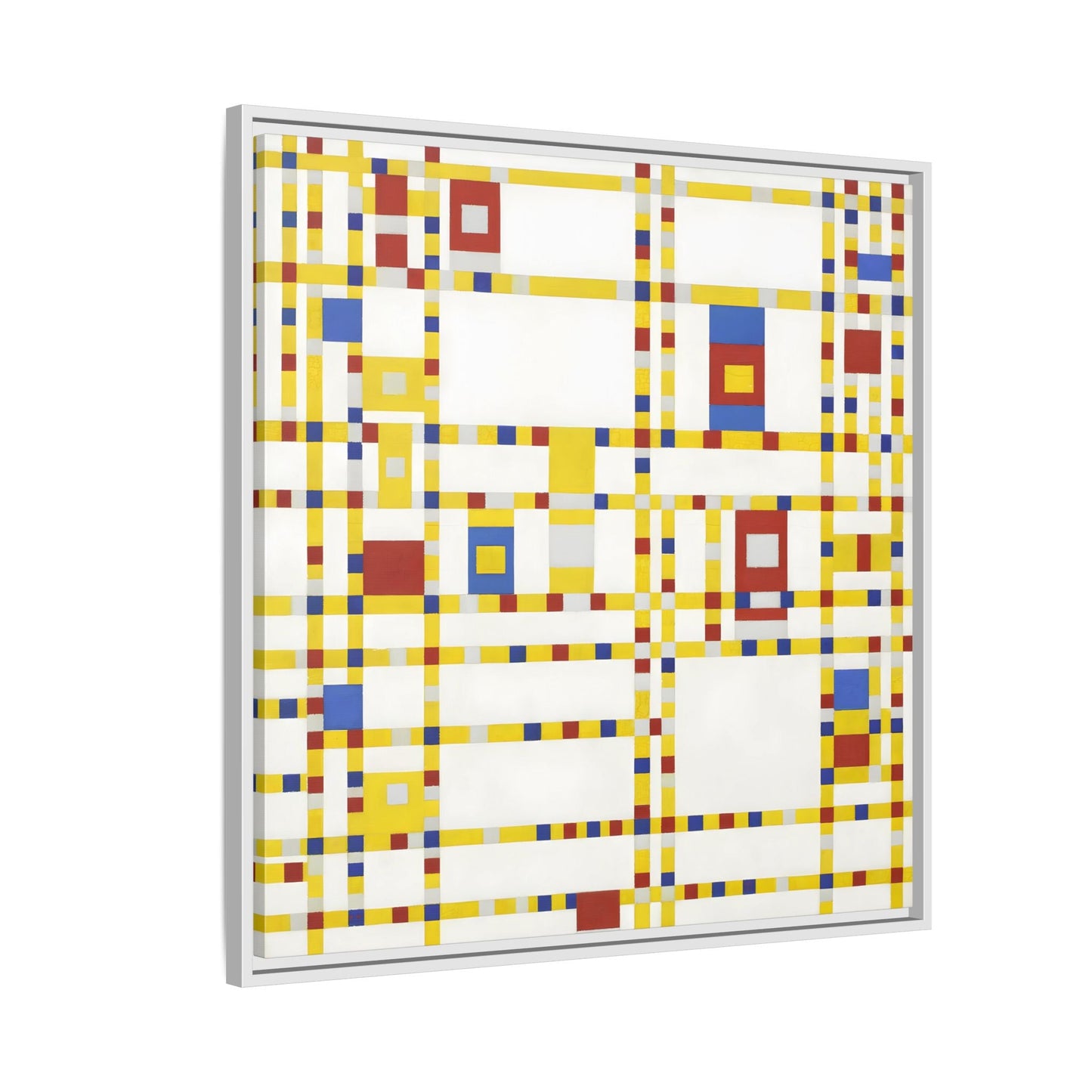 Piet Mondrian Boogie Woogie - Square Geometric Canvas Wall Art Print in Black Frame - YesArtYes
