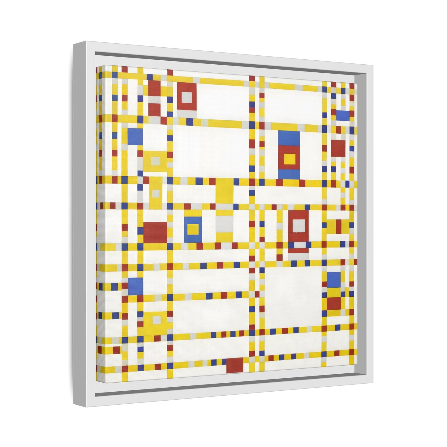 Piet Mondrian Boogie Woogie - Square Geometric Canvas Wall Art Print in Black Frame - YesArtYes