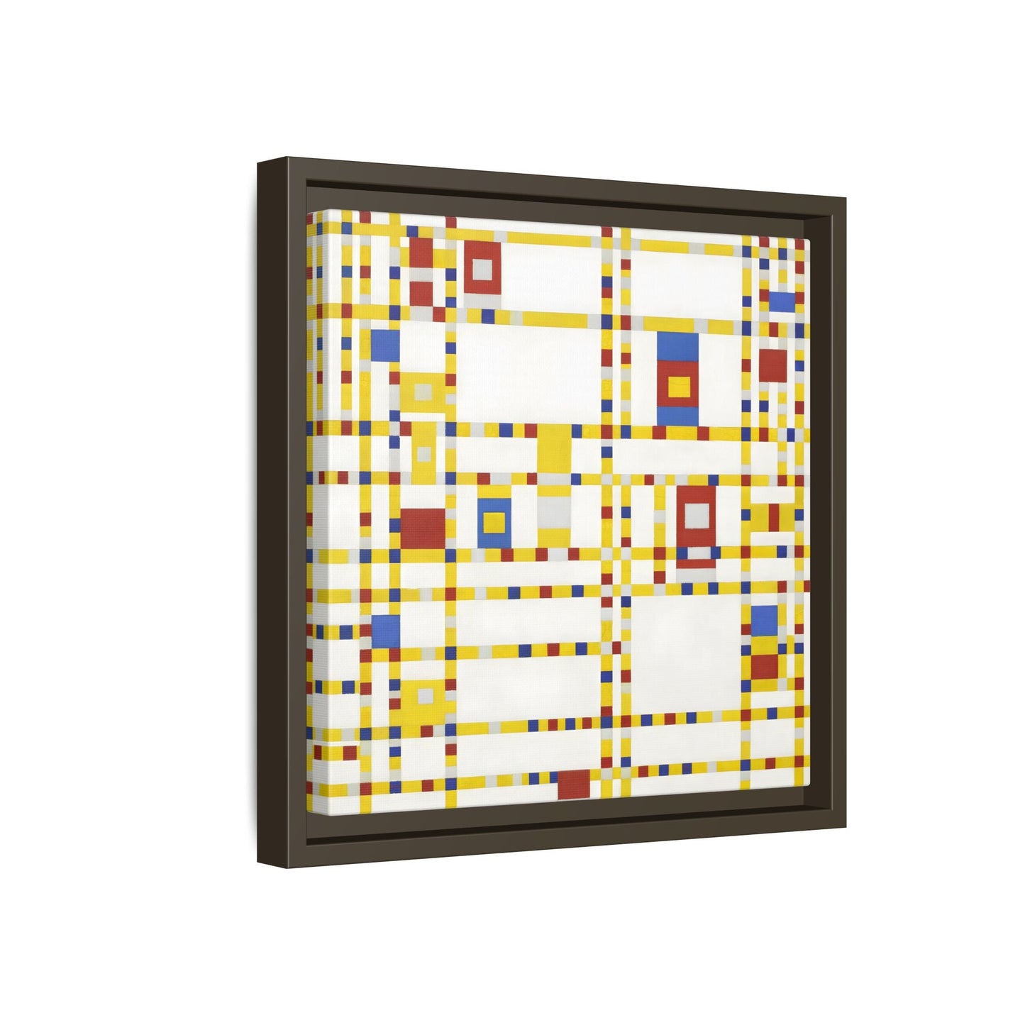 Piet Mondrian Boogie Woogie - Square Geometric Canvas Wall Art Print in Black Frame - YesArtYes