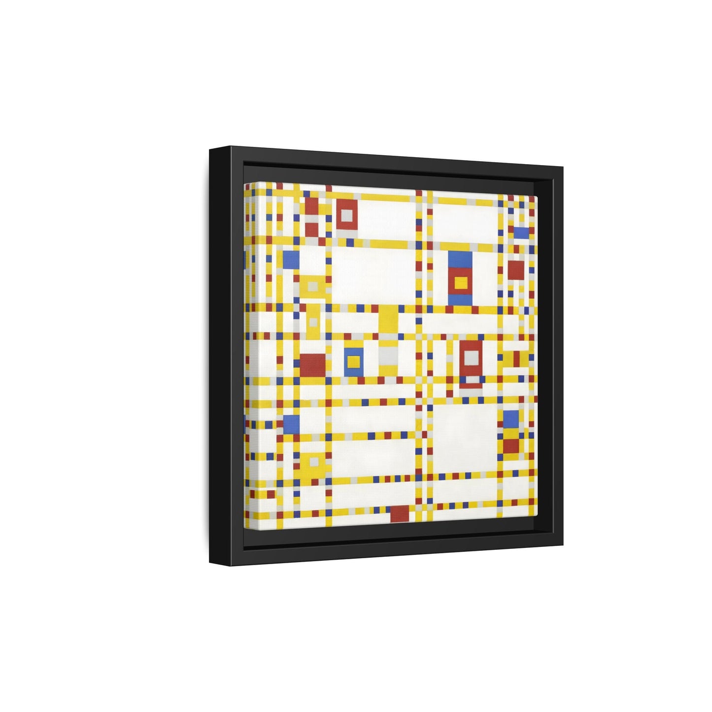 Piet Mondrian Boogie Woogie - Square Geometric Canvas Wall Art Print in Black Frame - YesArtYes