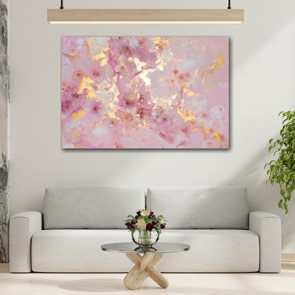 Pink Gold Marble Canvas Print - Large Abstract Wall Art - YesArtYes