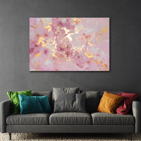 Pink Gold Marble Canvas Print - Large Abstract Wall Art - YesArtYes