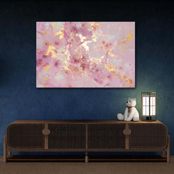 Pink Gold Marble Canvas Print - Large Abstract Wall Art - YesArtYes