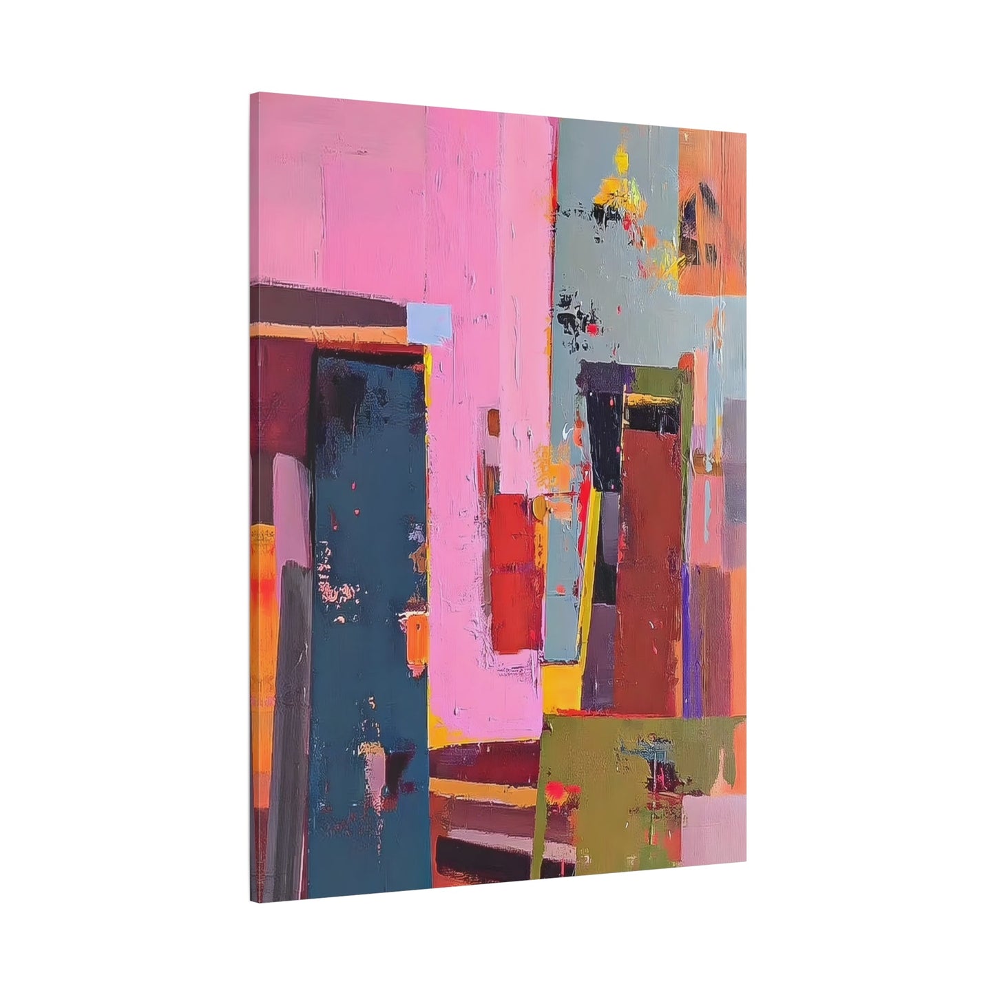 Pink Minimalist Abstract Canvas Wall Art - Contemporary Colorful Painting - YesArtYes