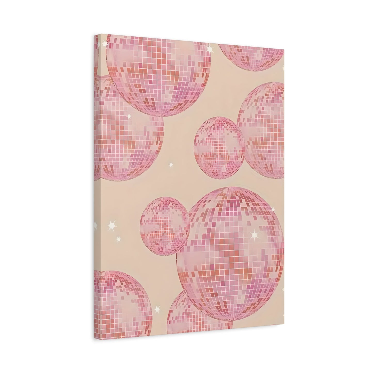 Pink Orange Disco Ball Canvas Wall Art, Trendy Maximalist Girly Bachelorette Dorm - YesArtYes