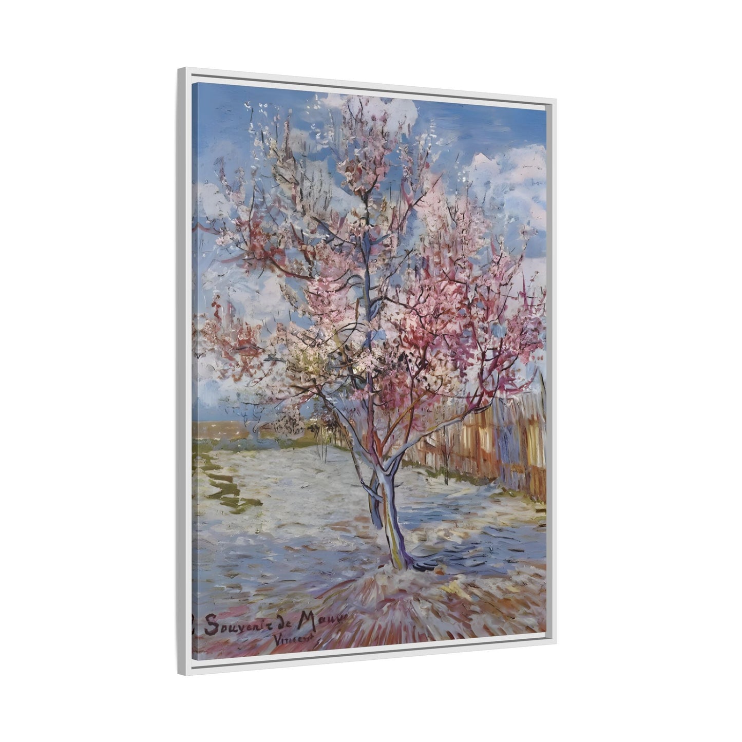 Pink Peach Tree Framed Van Gogh Canvas Print - Famous Artist Wall Art - YesArtYes