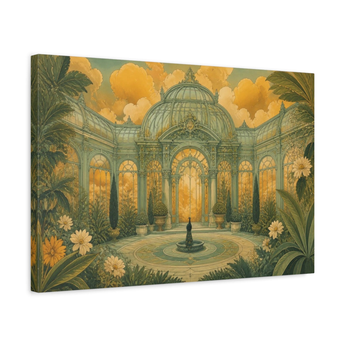Side Mockup 3. Pistachio Conservatory shown as canvas print