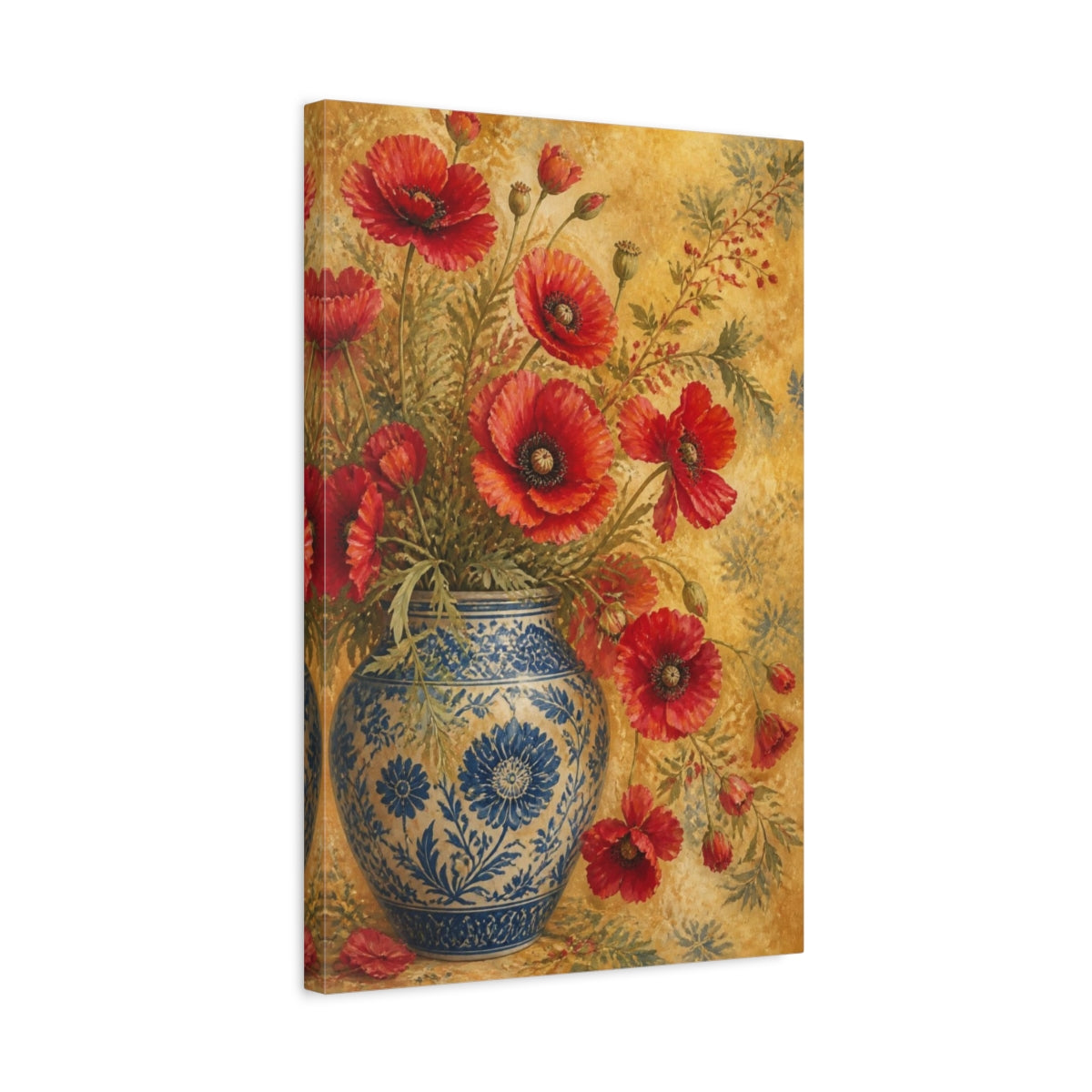 Side Mockup 3. Poppy Flowers In Vase shown as canvas print