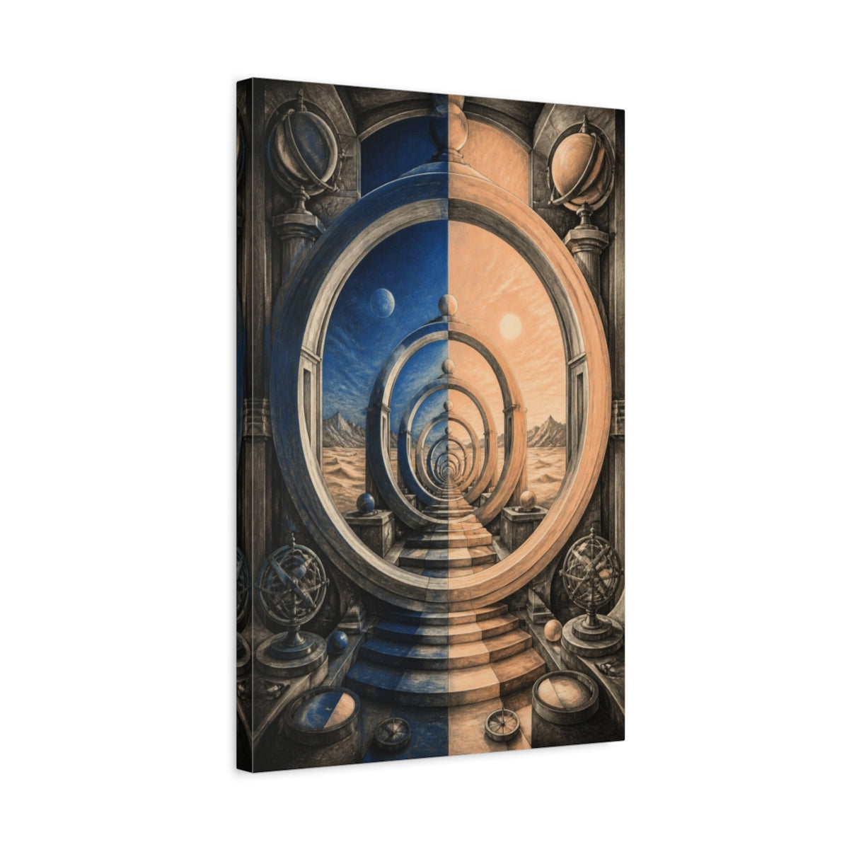 Side Mockup 3. Portal Rings Illusion shown as canvas print