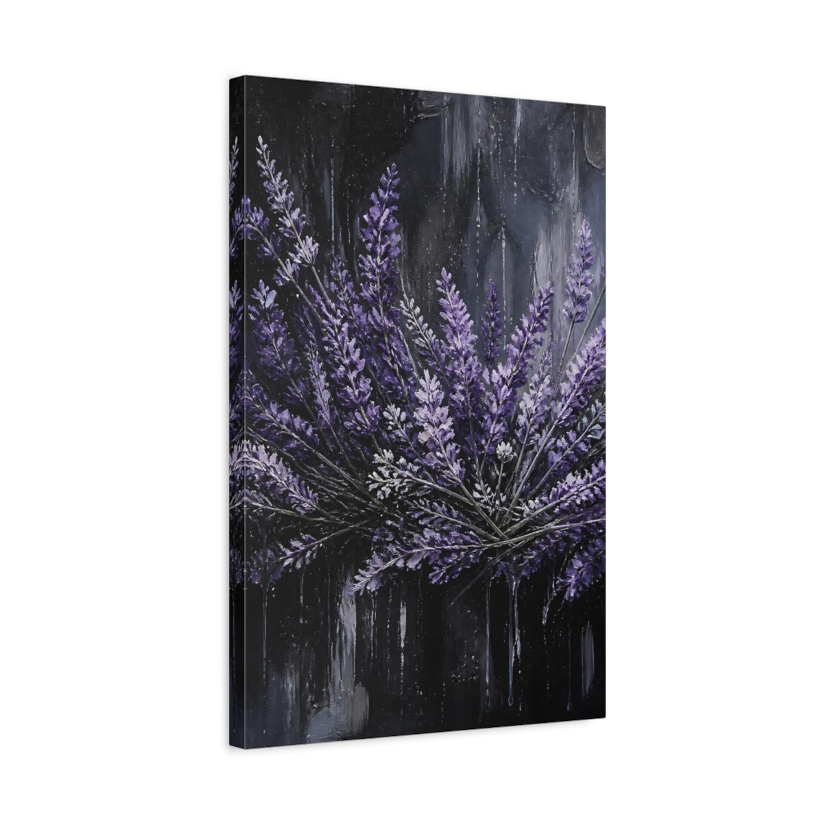 Side Mockup 3. Purple Lavender Bouquet shown as canvas print