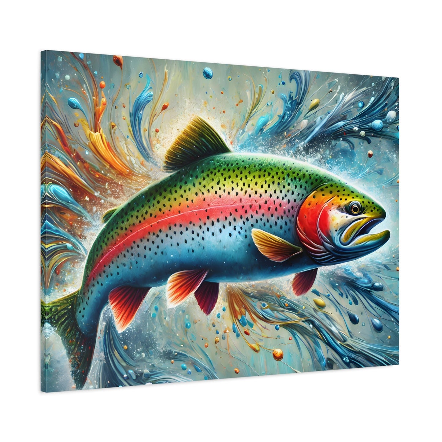 Rainbow Trout Fish Wall Art Fishing Artwork Canvas Print - YesArtYes