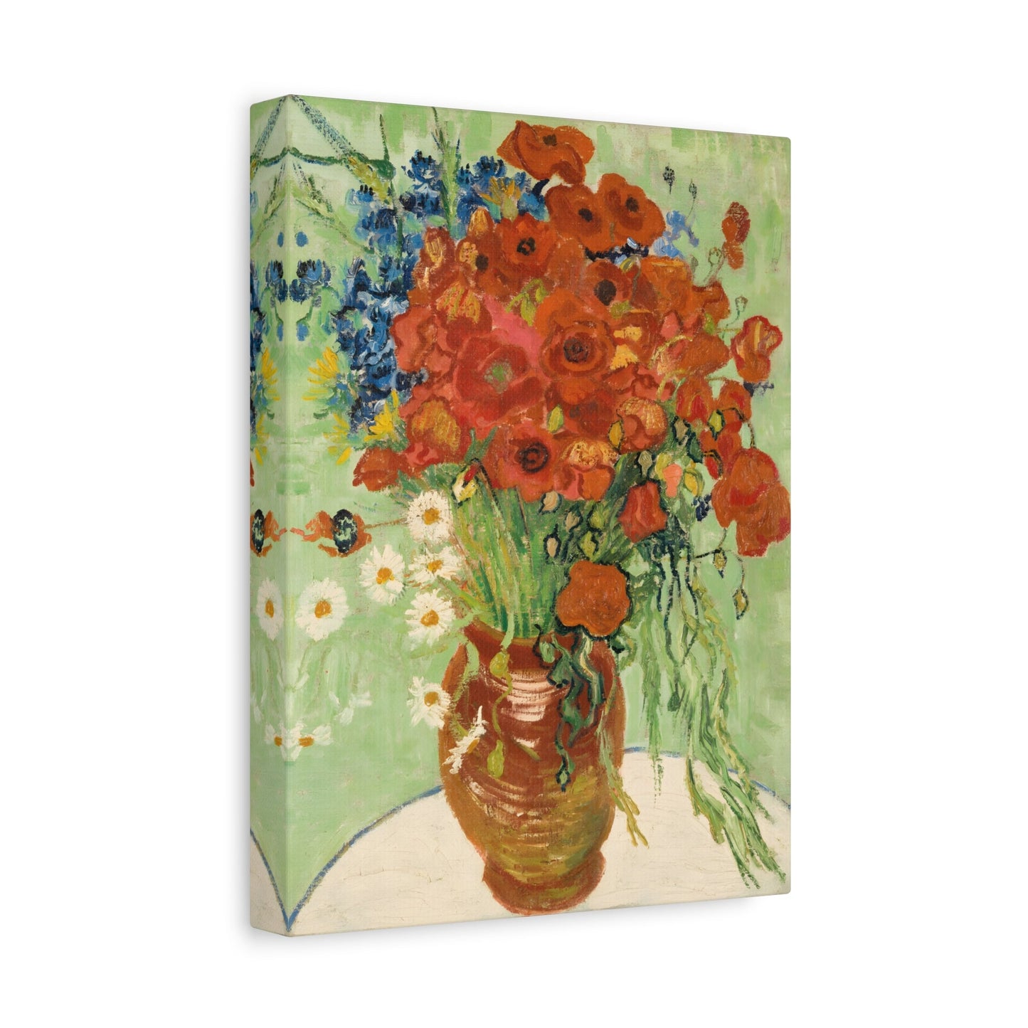 Red Poppies Daisies Van Gogh Cornflowers Poppies Wall Art Canvas Abstract Prints - YesArtYes