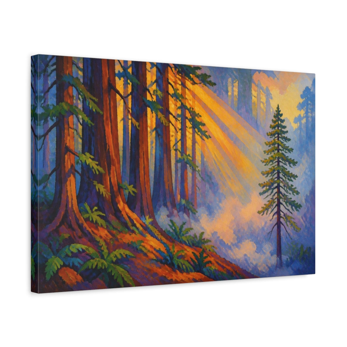 Side Mockup 3. Redwoods Nature Glow shown as canvas print
