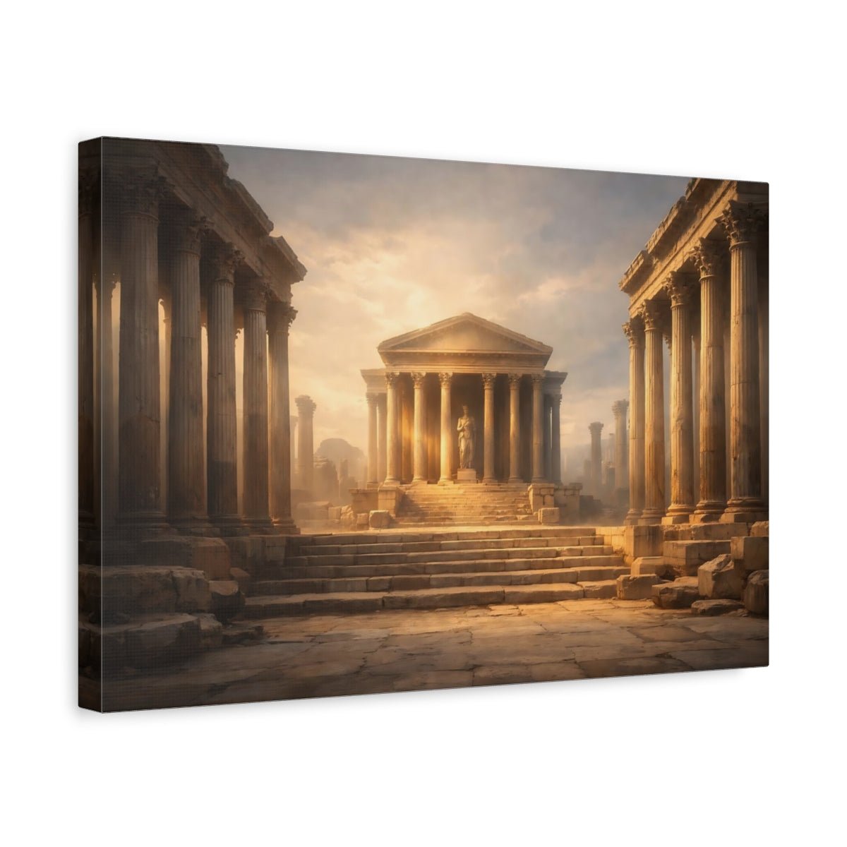 Refined Texture Roman Columns Ancient Temple Vintage - Canvas Wall Art Print - YesArtYes