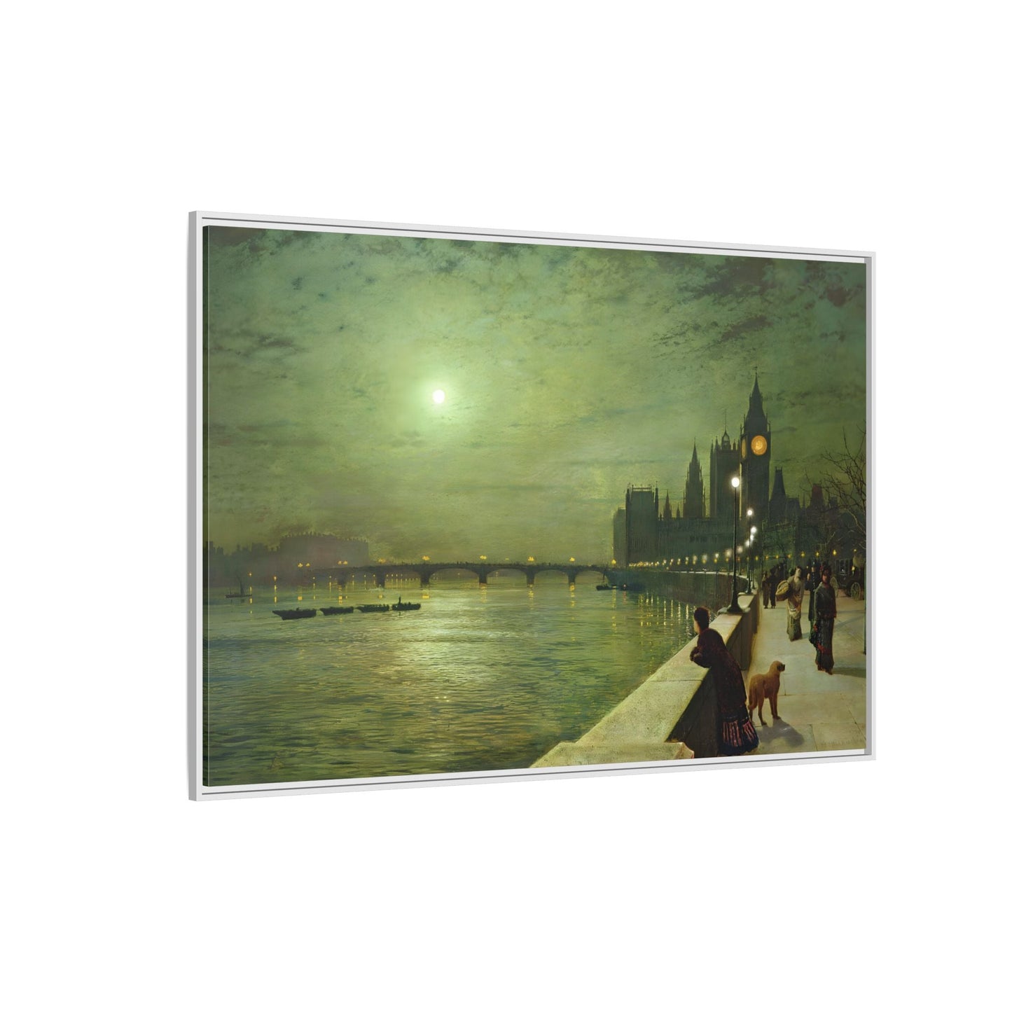 Reflections on the Thames Framed Atkinson Canvas Wall Art Print - YesArtYes