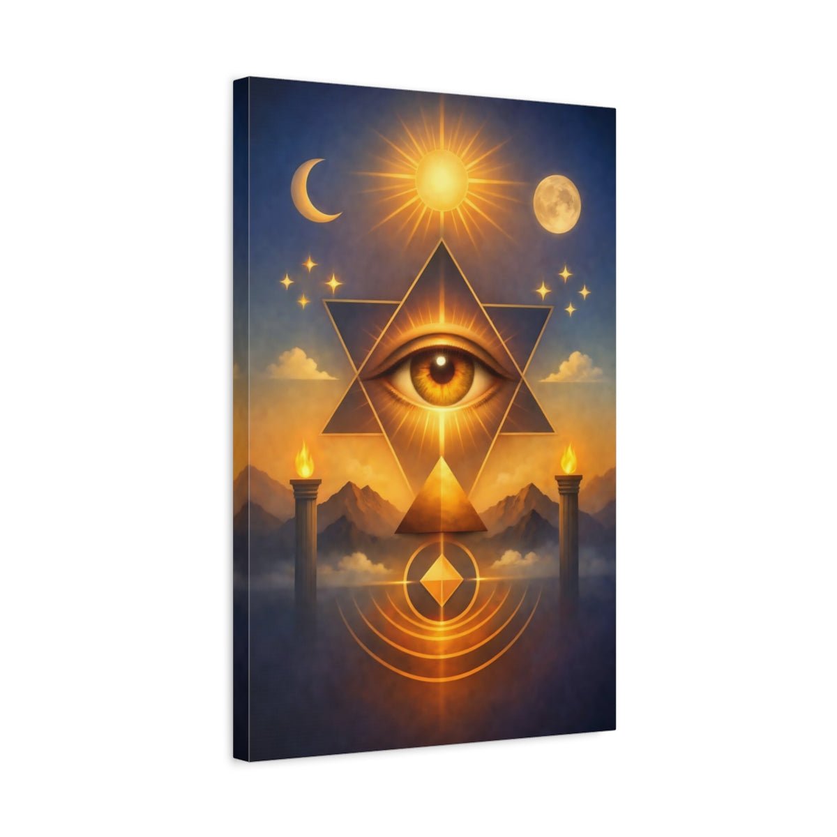 Religious Eye Of Providence Mystical Gold - Canvas Wall Art Print - YesArtYes