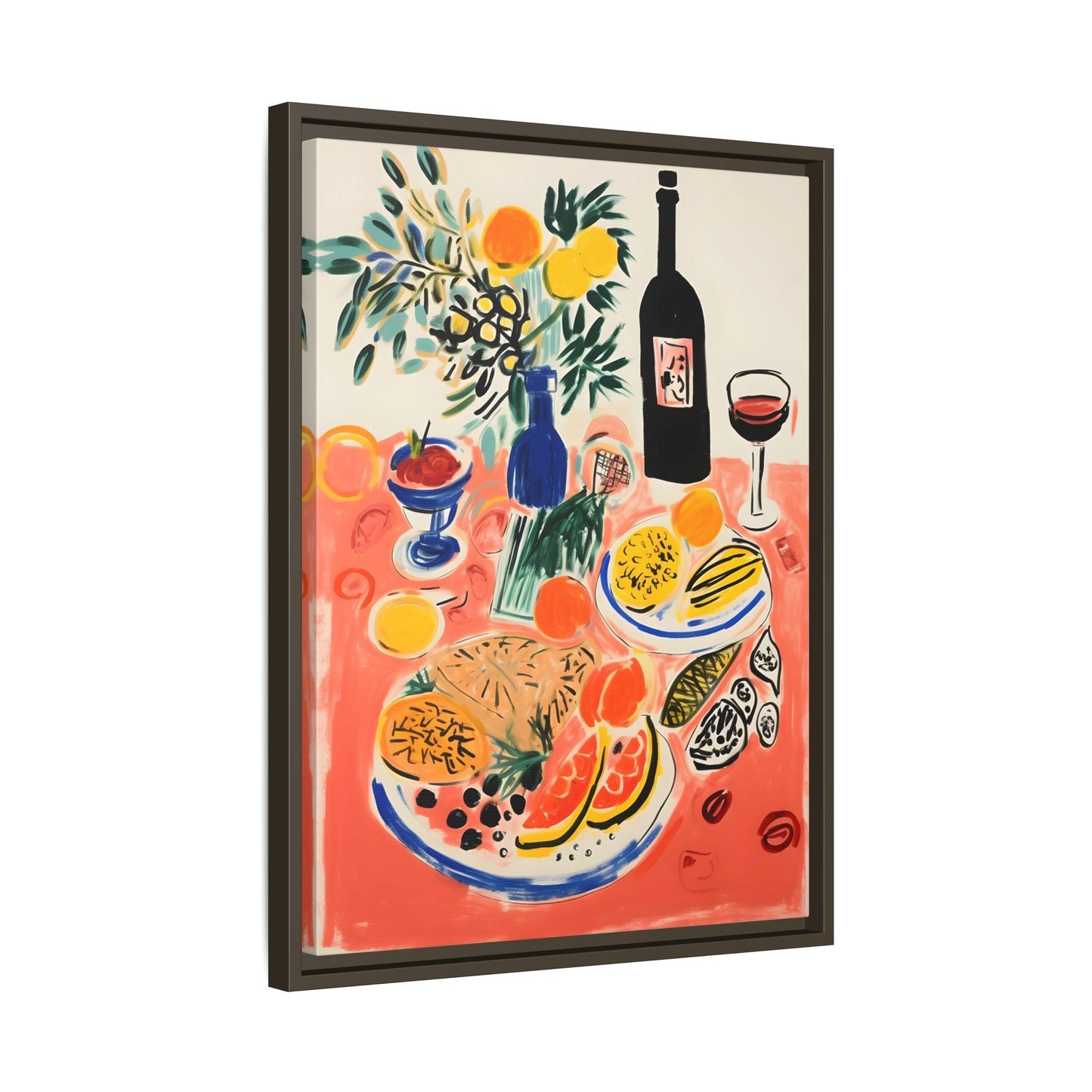 Retro Dinner Food Chef Wall Art Canvas Framed Kitchen Prints - YesArtYes