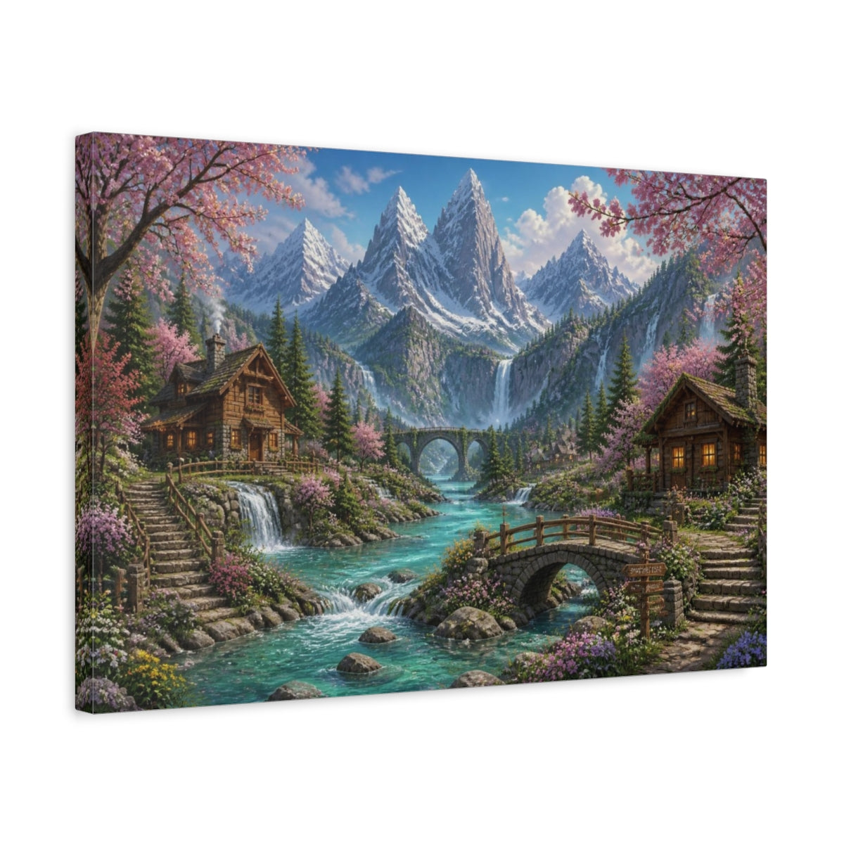Side Mockup 3. Rocky Mountain Spring Cottages shown as canvas print