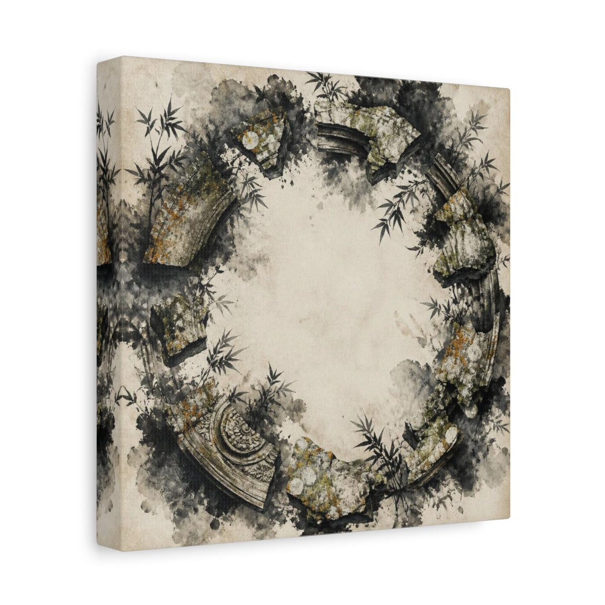 Side Mockup 9. Ruined Stone Circle shown as canvas print