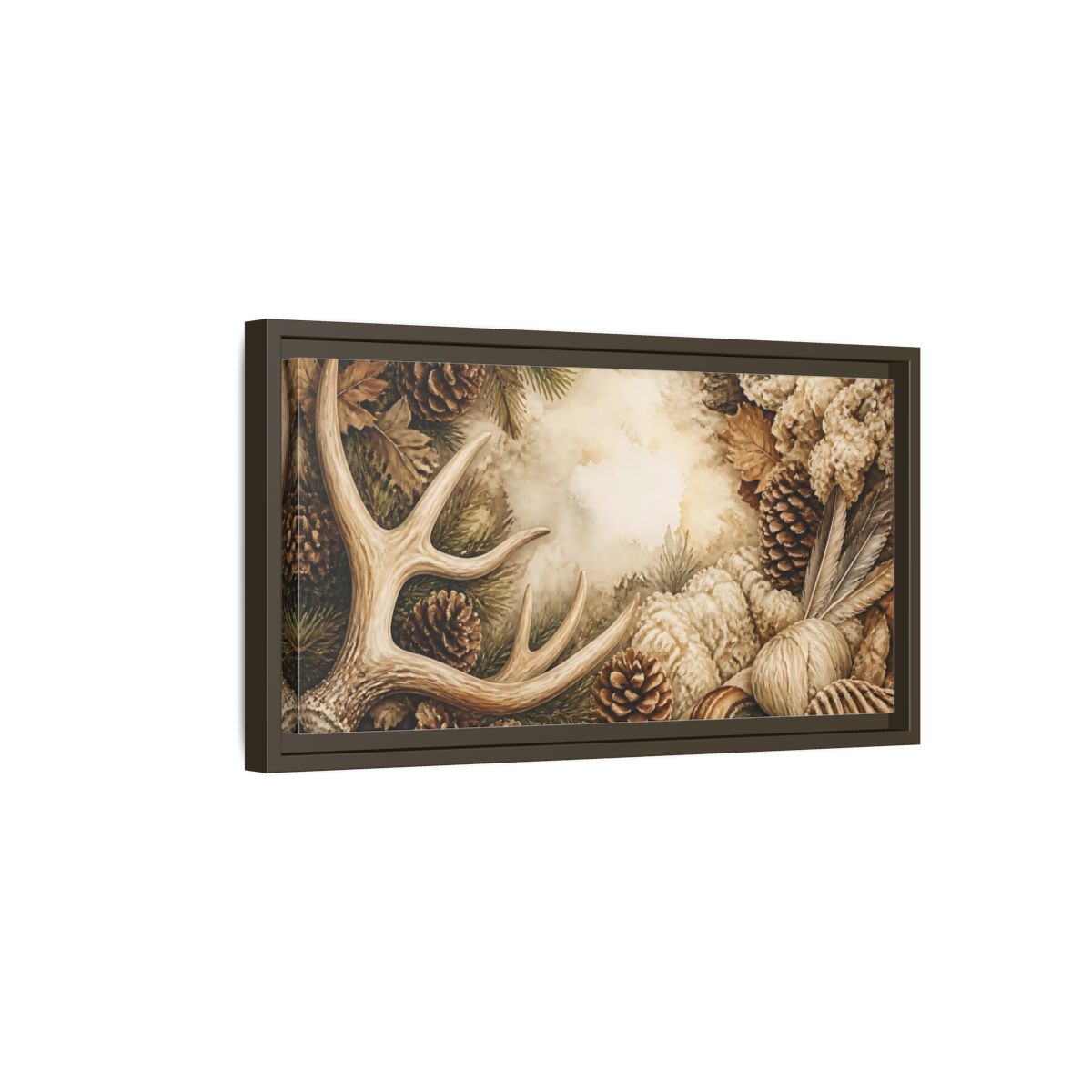Side Mockup 7. Rustic Deer Antler Still Life shown as framed canvas print