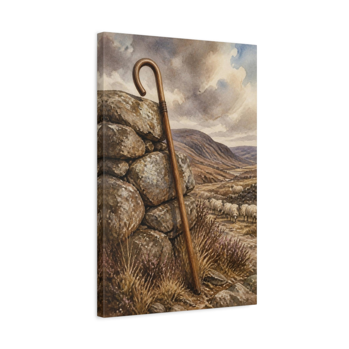 Side Mockup 3. Rustic Shepherd's Crook shown as canvas print
