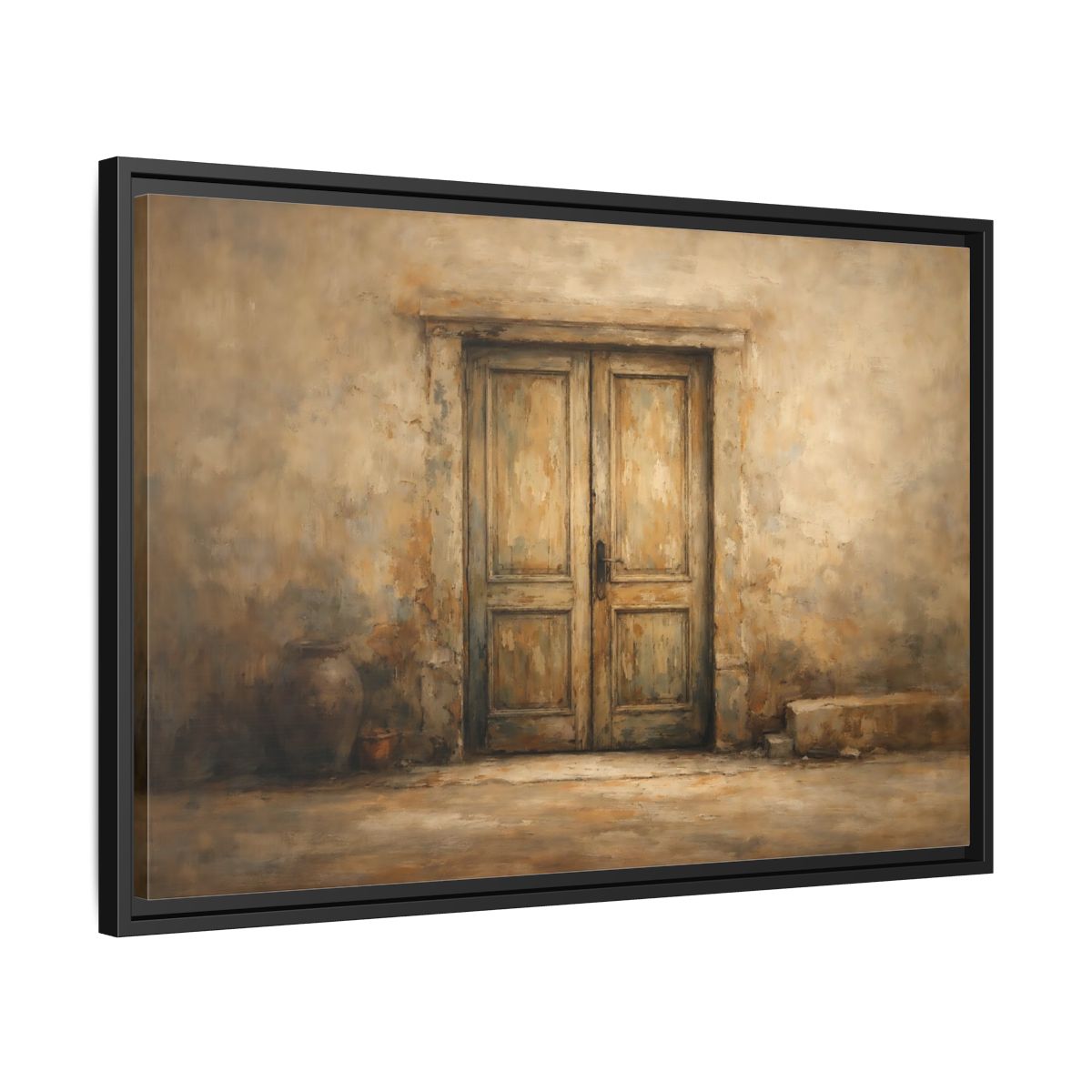 Side Mockup 14. Vintage Old Door Rustic Doorway shown as stretched canvas wall art