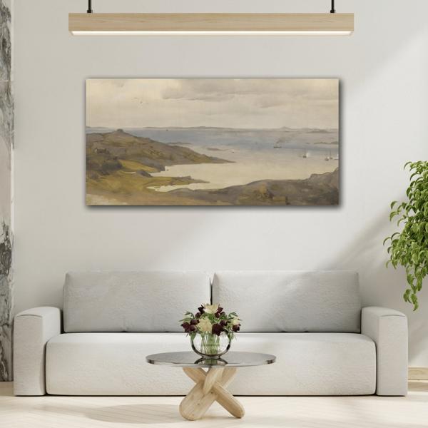 Sandy Beach and Water Landscape Canvas Print - Coastal Seaside Wall Art - YesArtYes