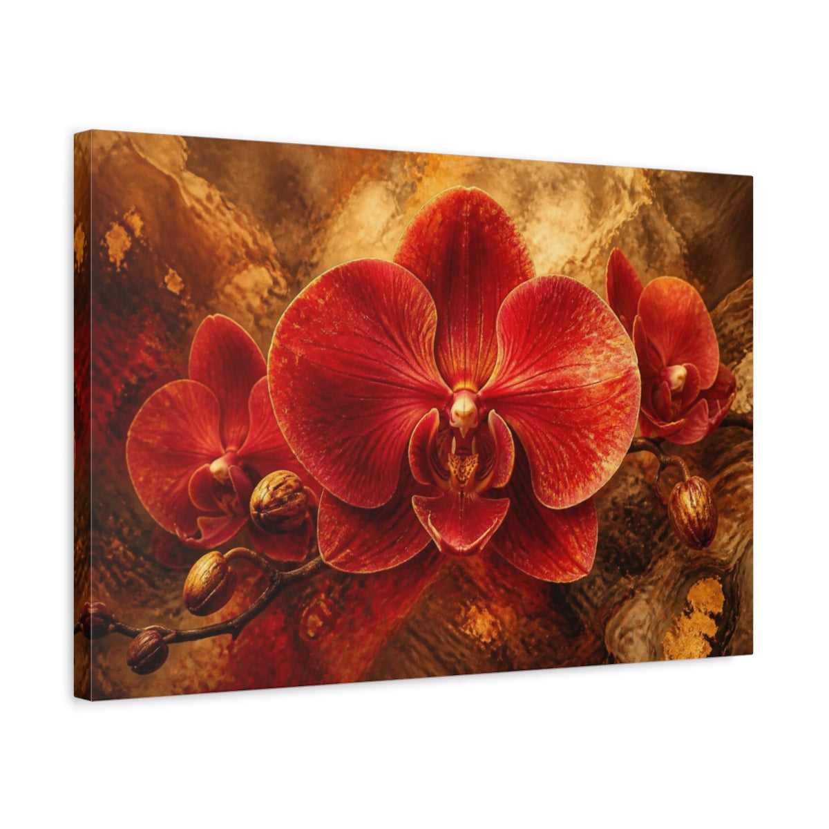 Side Mockup 3. Scarlet Orchid Floral Elegance shown as canvas print