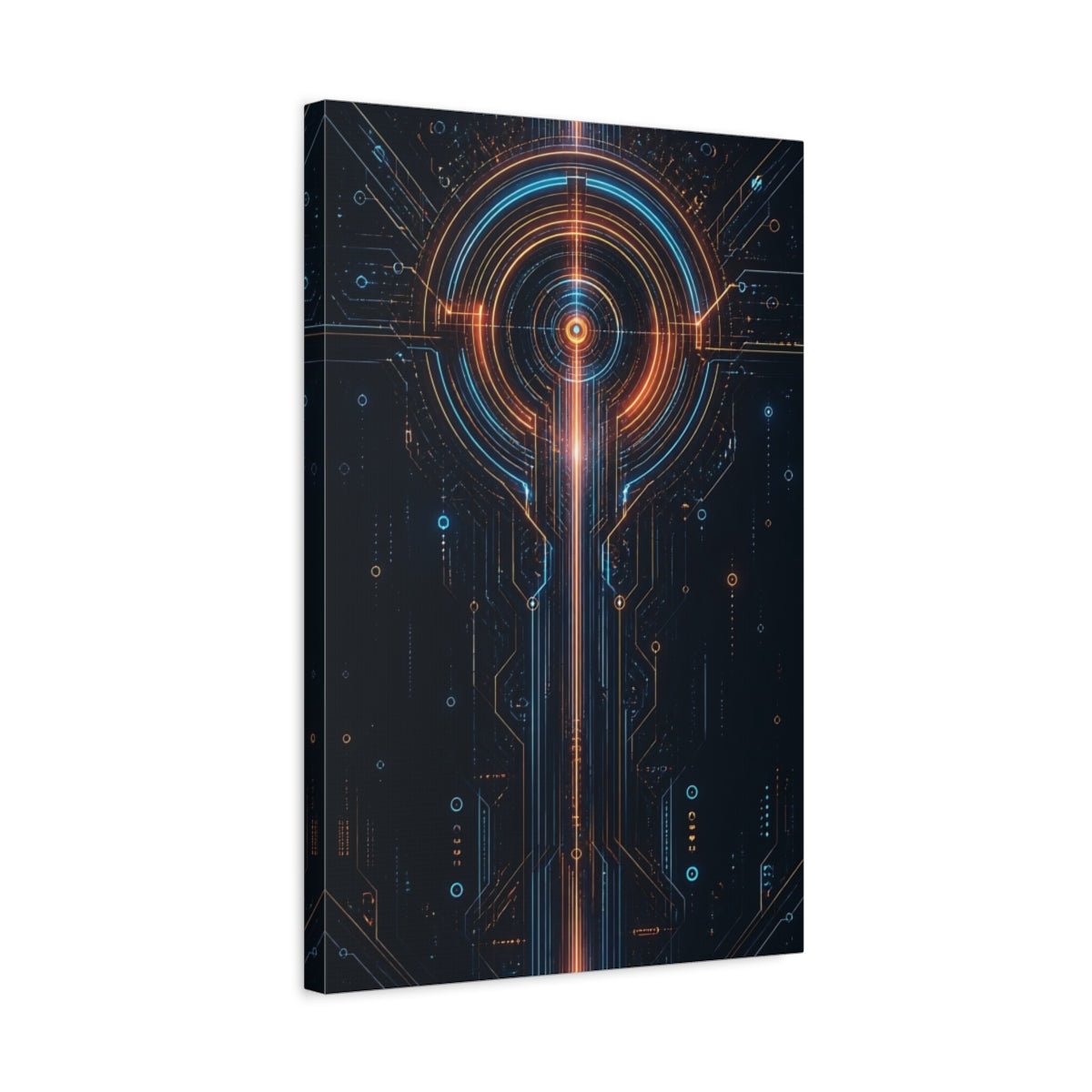 Science Fiction Circuit Board Orange And Canvas Wall Art Print – Futuristic Living Room, Above Console Table - YesArtYes