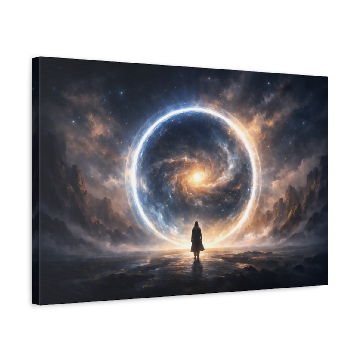 Science Fiction Cosmic Portal Blue And Orange - Canvas Wall Art Print - YesArtYes