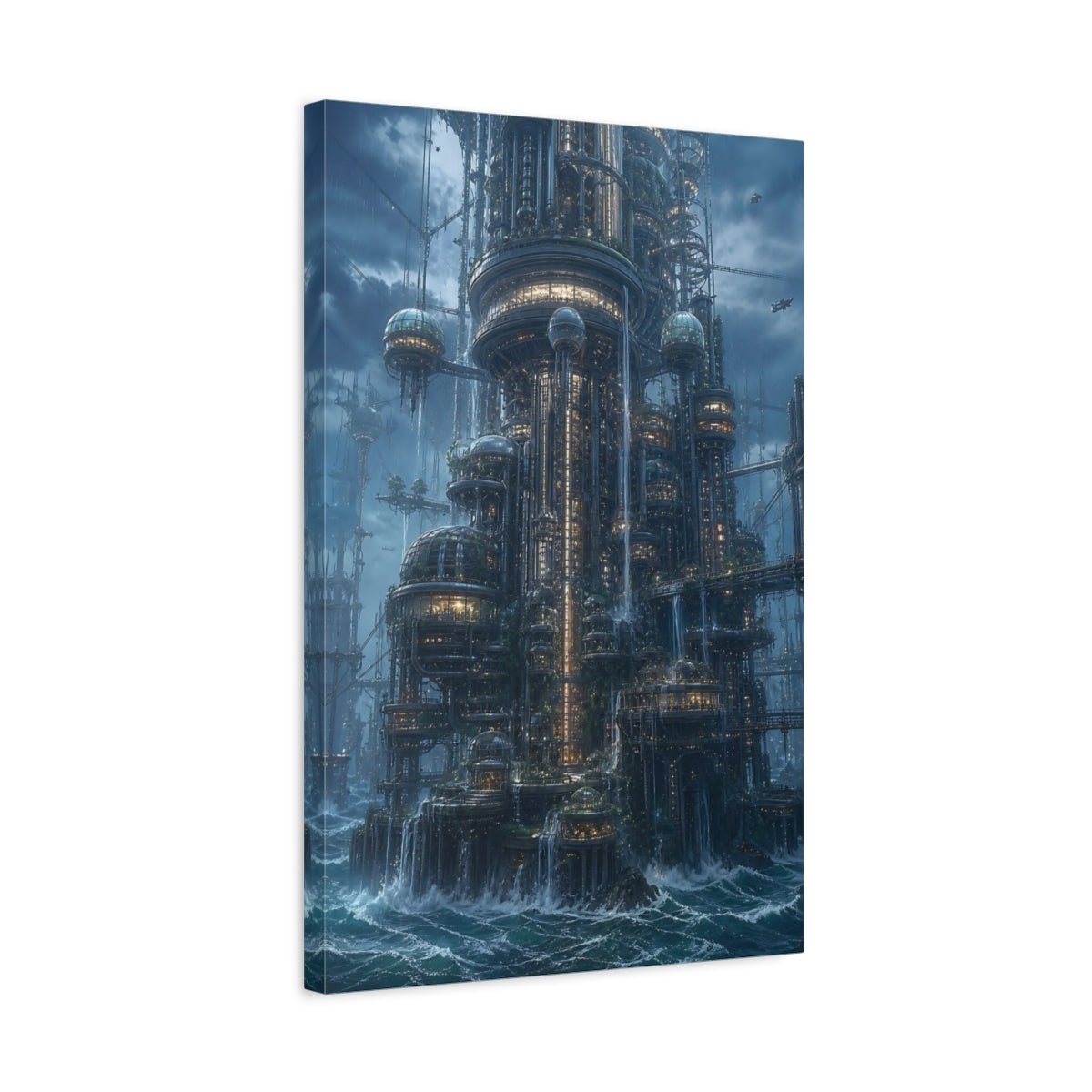 Science Fiction Futuristic City Cityscape Canvas Wall Art Print – Living Room Decor, Above Console Table - YesArtYes