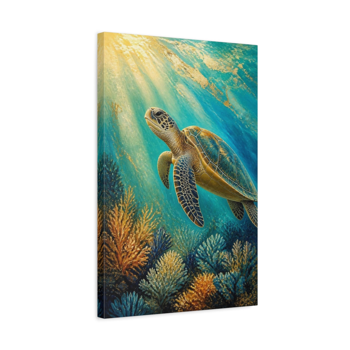 Side Mockup 3. Sea Turtle Animals shown as canvas print
