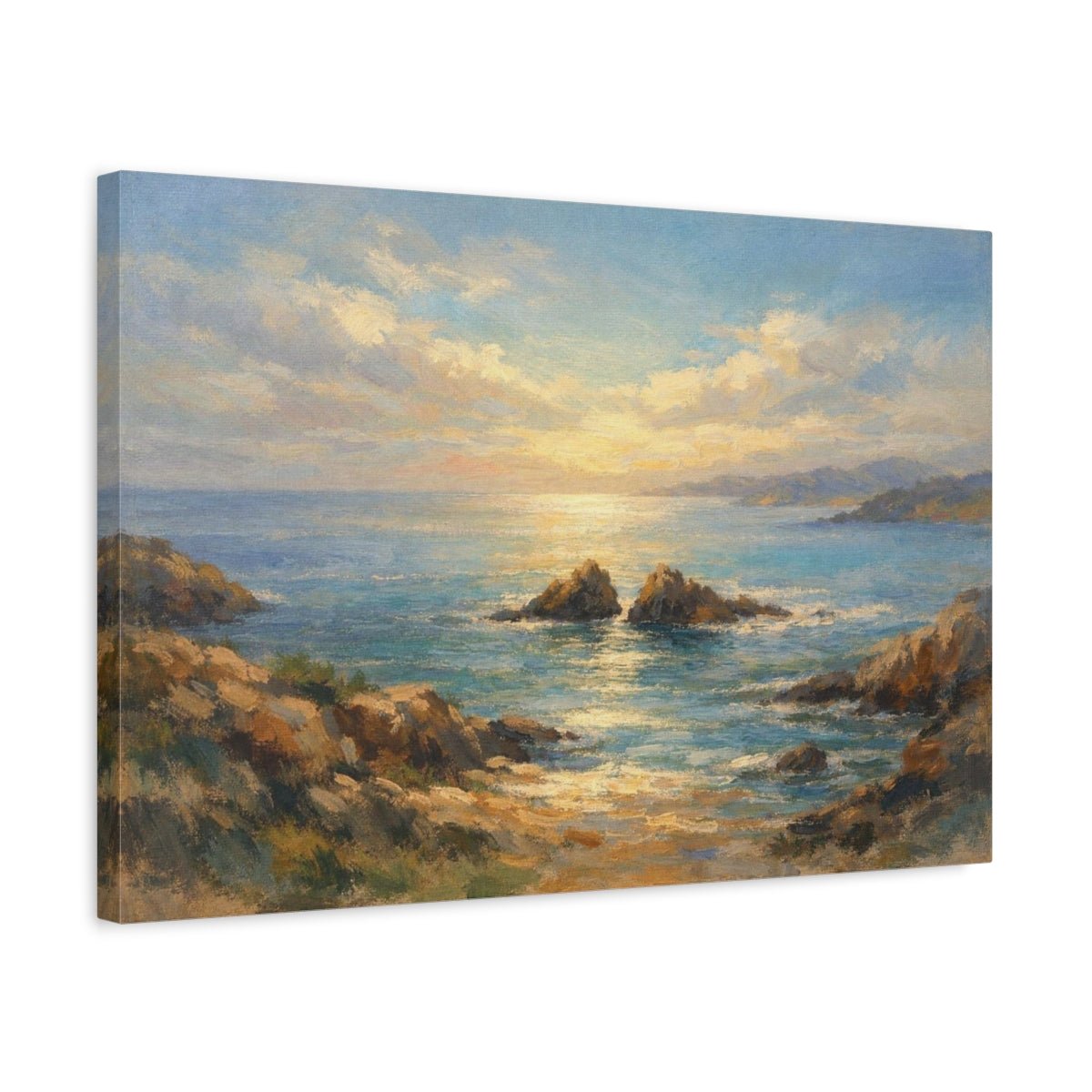 Seascape Leaves Peaceful Nature - Canvas Wall Art Print - YesArtYes