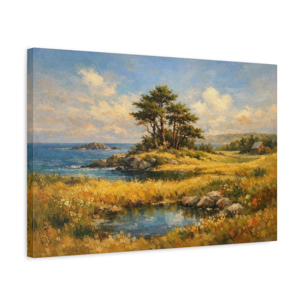 Seascape Trees Countryside Coastal Landscape Nature - Canvas Wall Art Print - YesArtYes