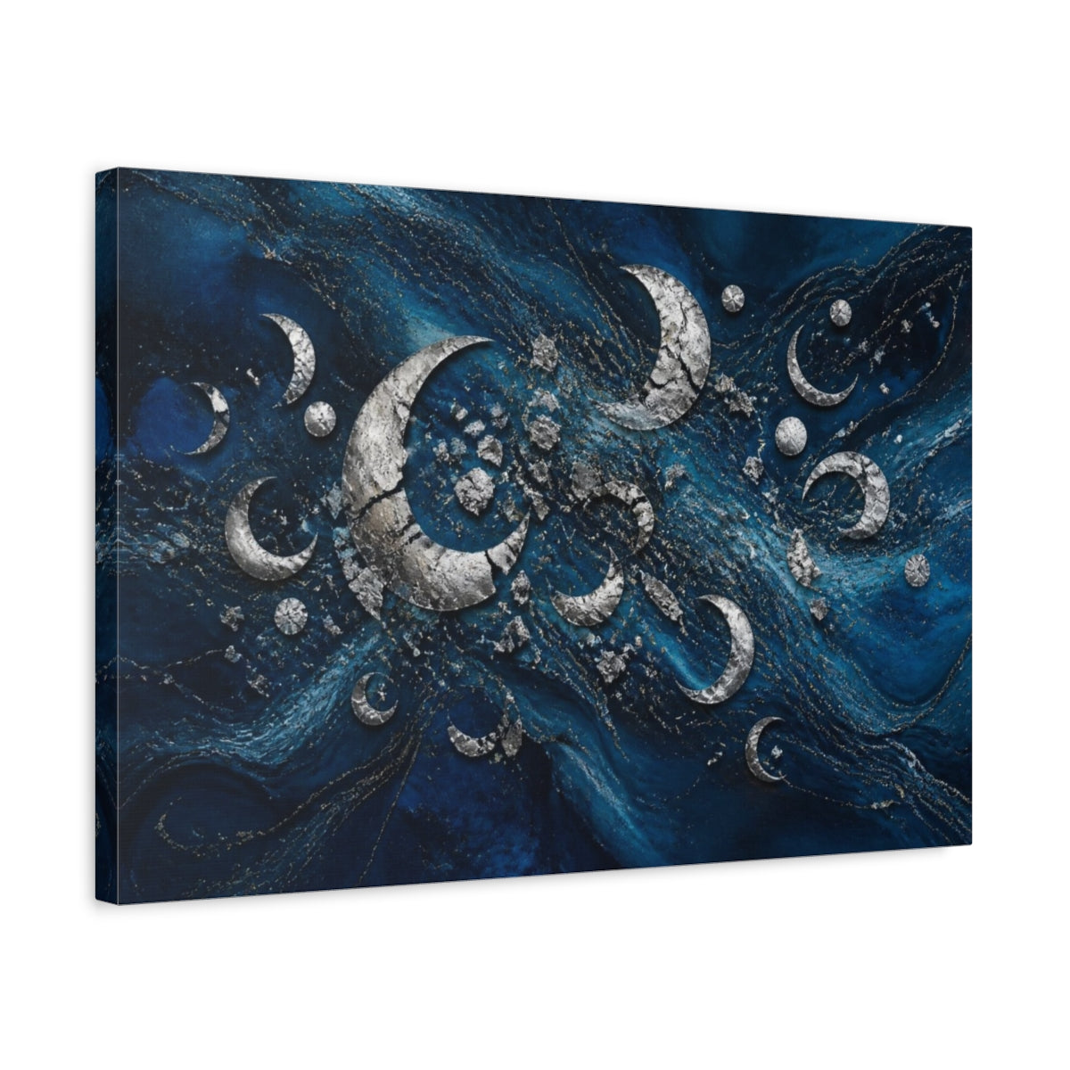 Side Mockup 3. Silver Moon Shards shown as canvas print