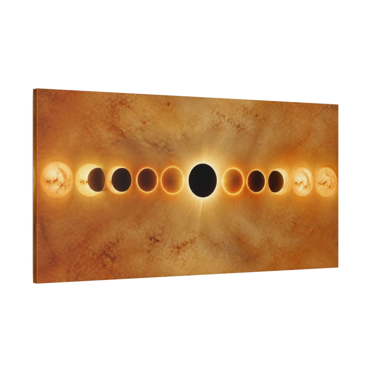 Side Mockup 2. Solar Eclipse With Sunspots shown as canvas print