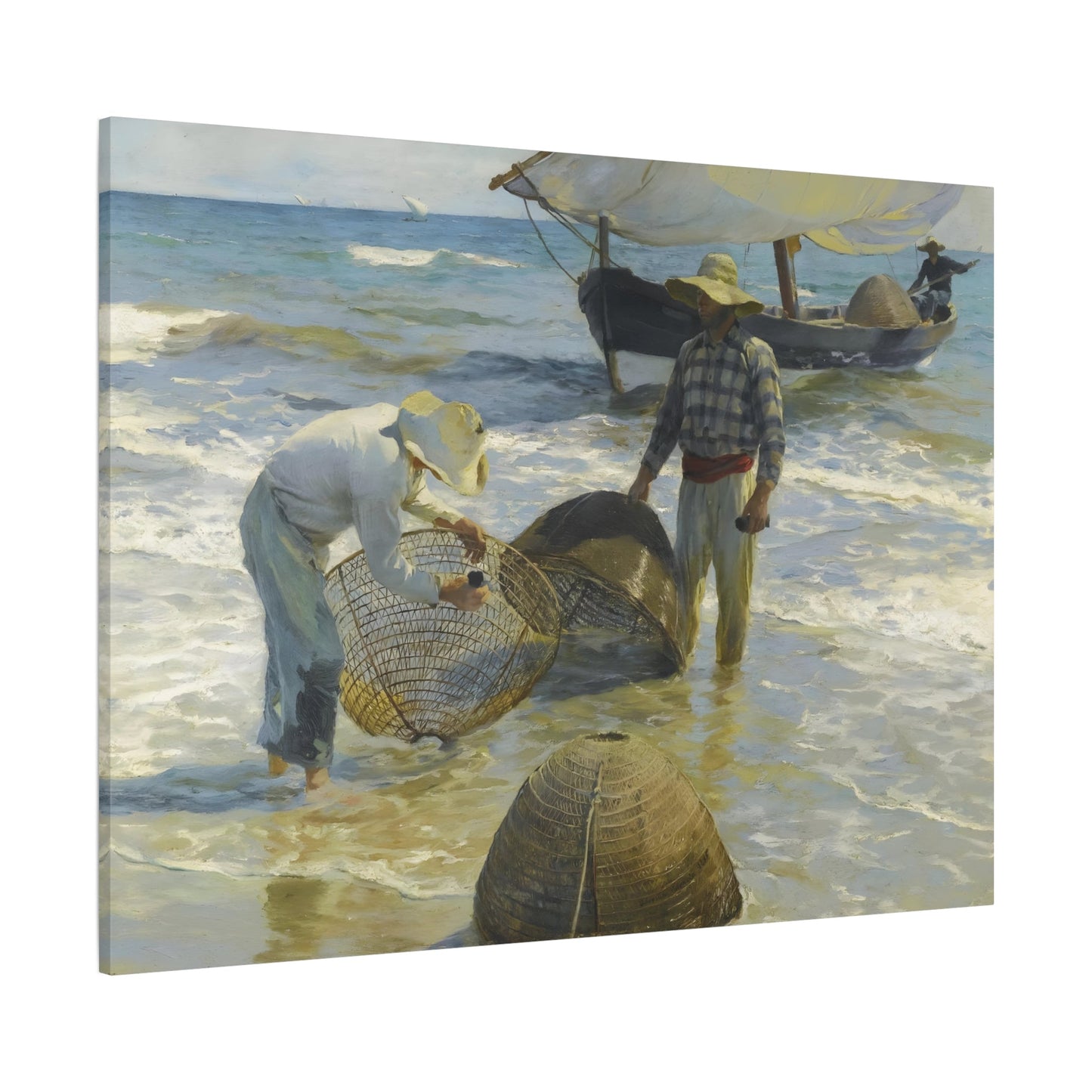 Sorolla Canvas Wall Art Print - Valencian Fishermen Reproduction - YesArtYes