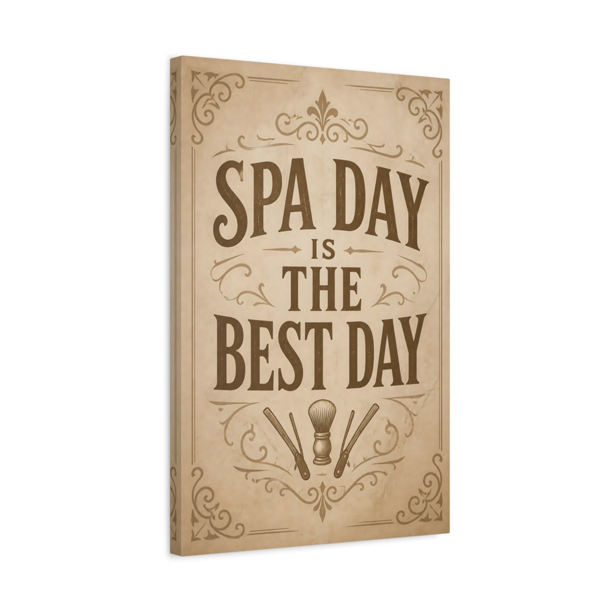Side Mockup 3. Spa Day Quote shown as canvas print