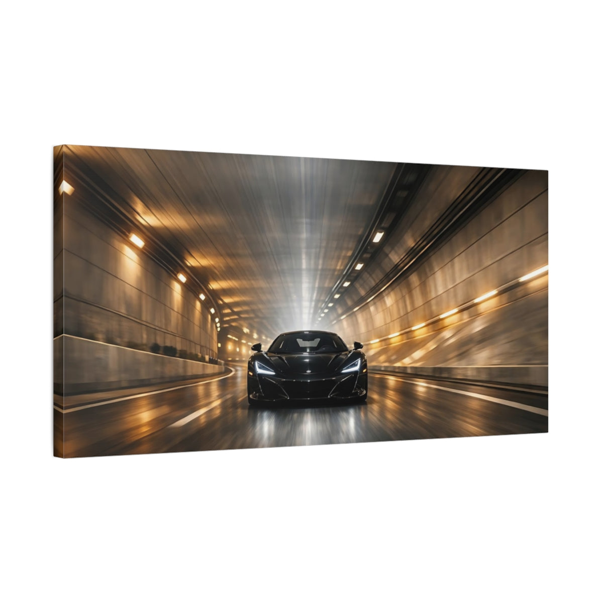 Side Mockup 2. Sports Sports Car Black Sports Car shown as stretched canvas wall art